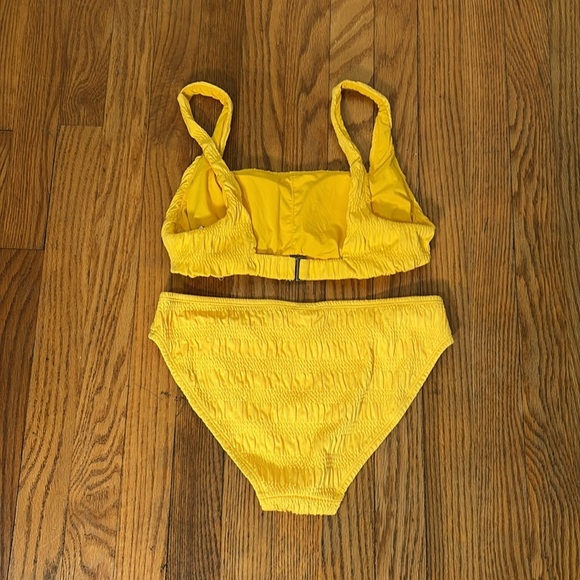 Andie Bikini Set Rye Top Classic Bikini Bottom Smocked Sunstruck Yellow sz Small - Picture 4 of 9